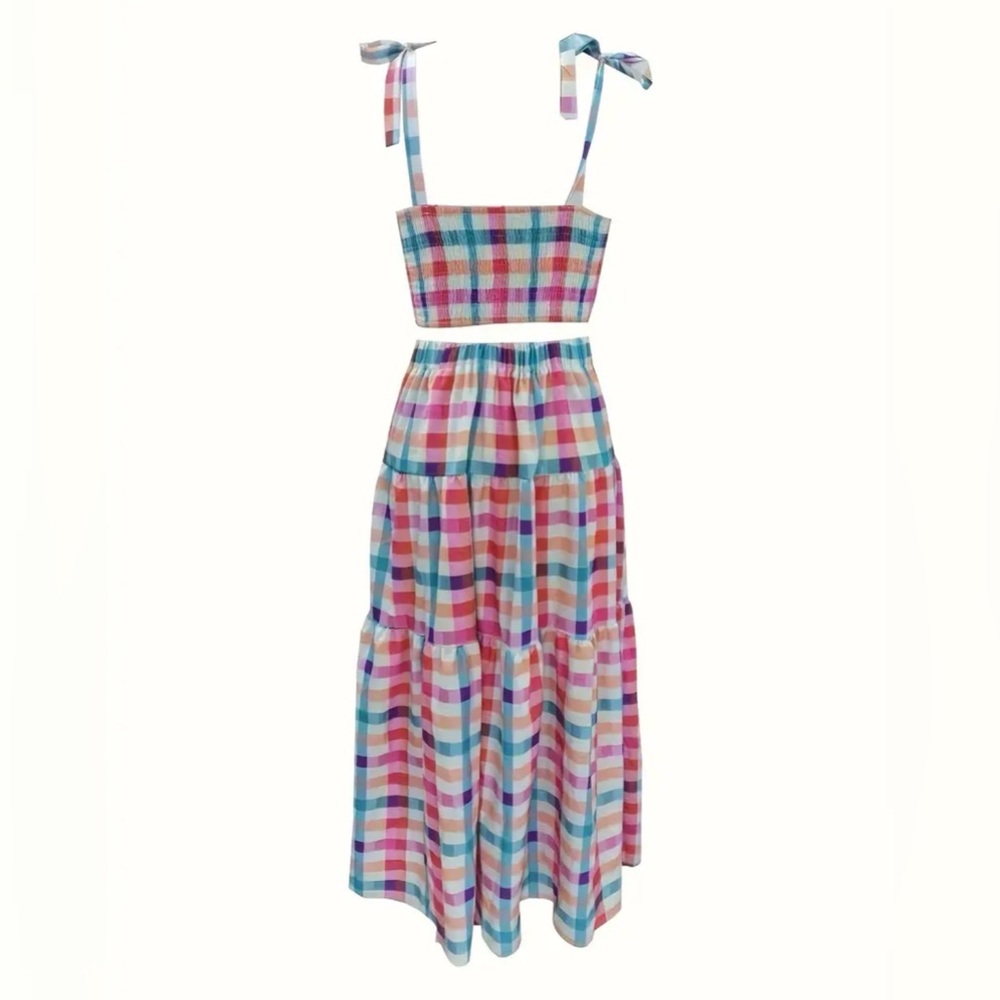 Vibrant Plaid Skirt Set - Picture 2 of 3